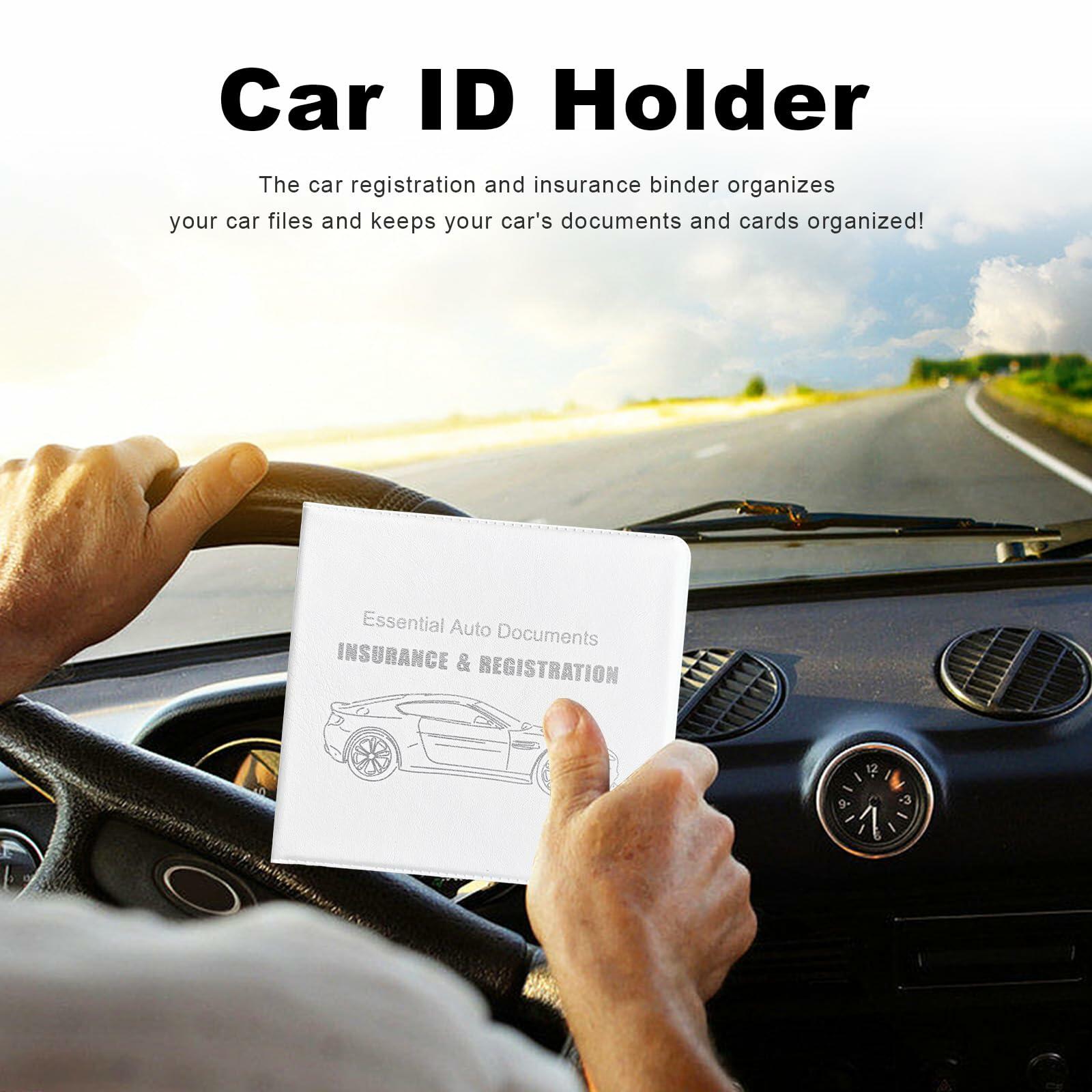 Yourkar 4PCS Car Registration Insurance Holder Organizer Magic Tape White Big