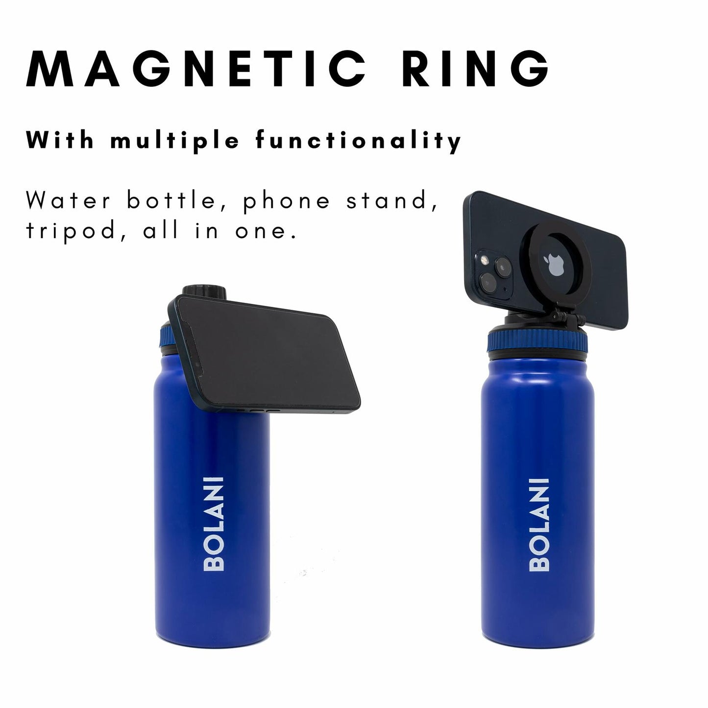 BOLANI MagSafe Water Bottle Stainless Steel 24oz White Insulated Leak Proof