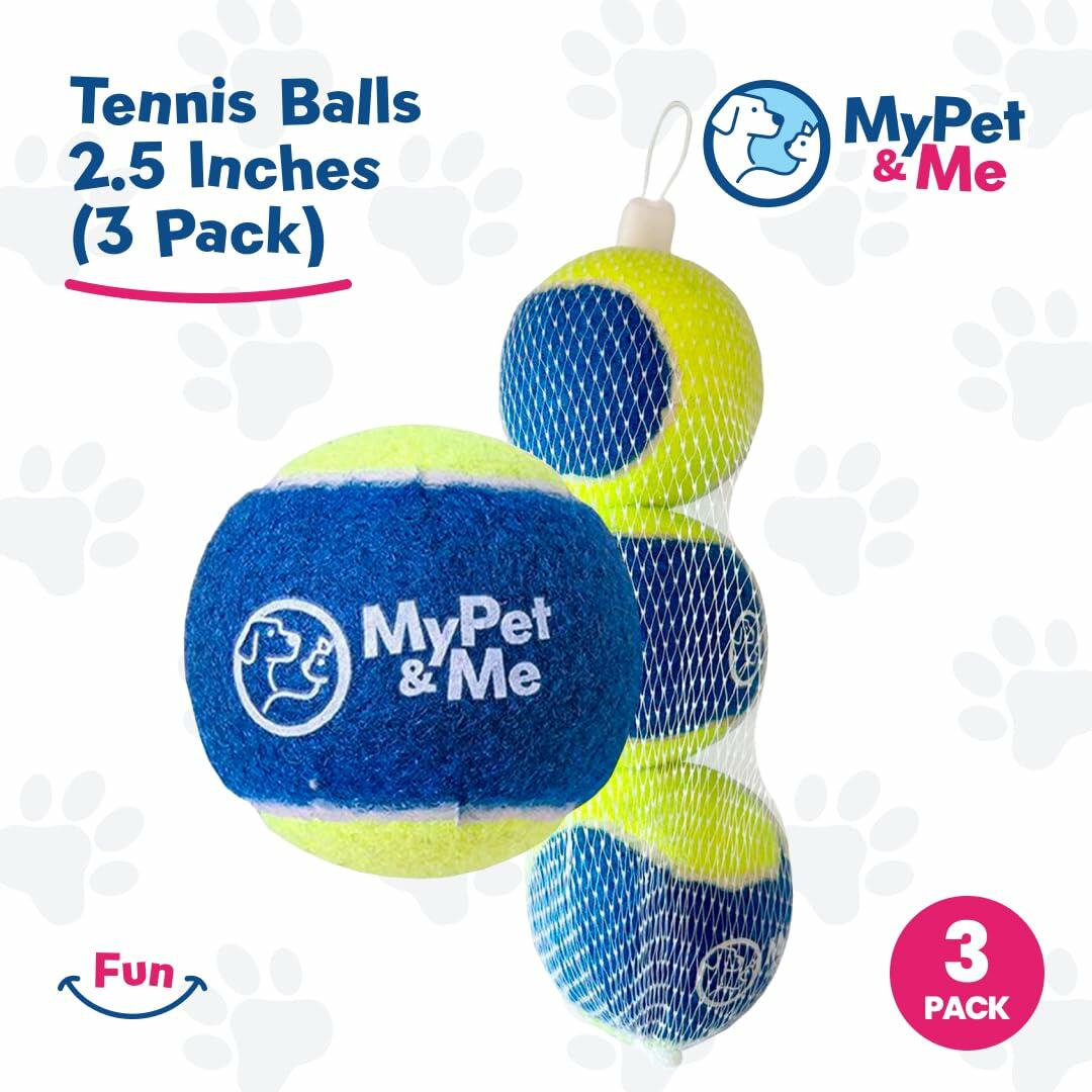My Pet & Me Dog Tennis Balls 2.5-Inch Soft Lightweight Indoor Outdoor 3 Pack