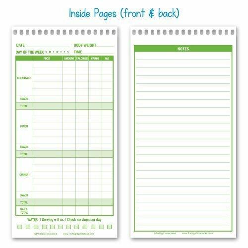 Portage Food Diet Journal 3 Pack Daily Meal Tracker 4x8in 70 Sheets Each