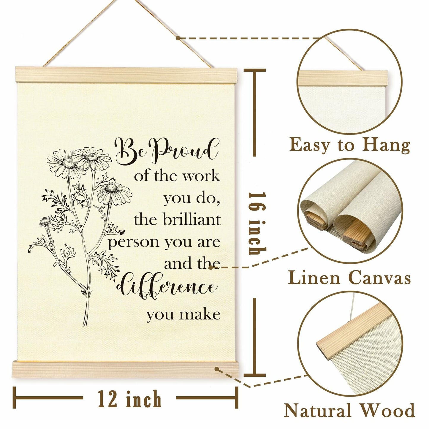 TAEDIN Mental Health Wall Art Poster Hanger Frame 12x16 White Wood