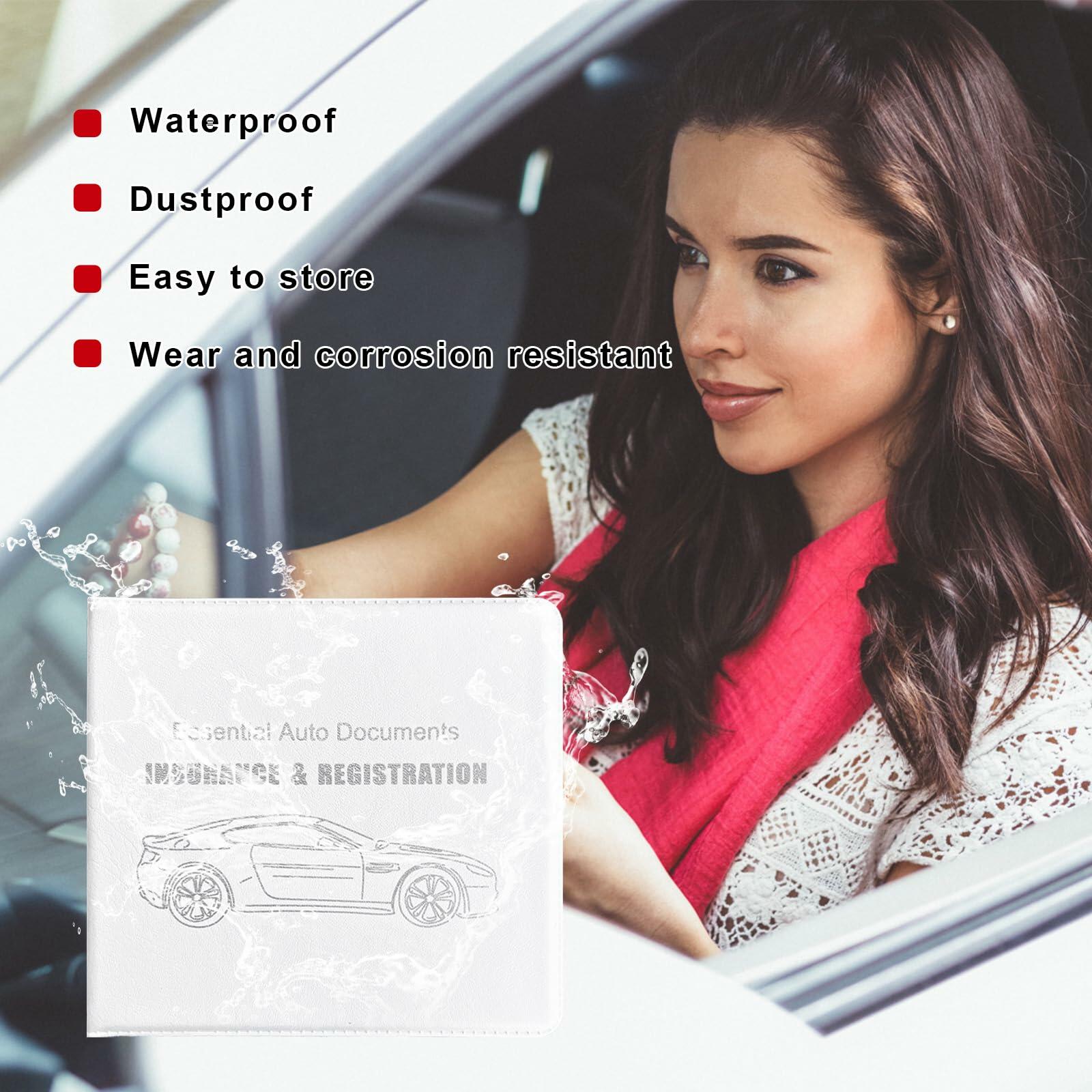 Yourkar 4PCS Car Registration Insurance Holder Organizer Magic Tape White Big