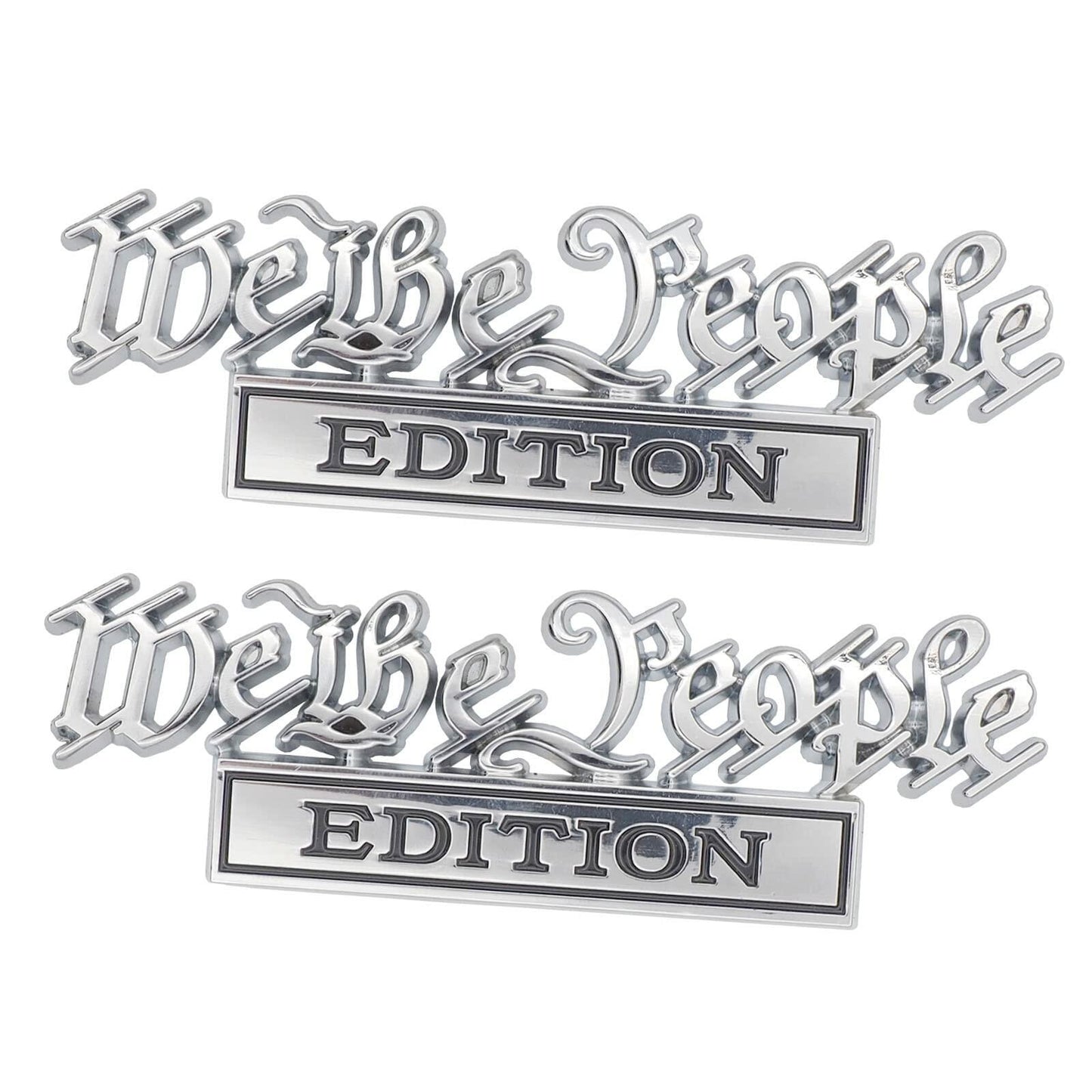 We The People 3D Fender Badge Decals Black/Red for Car Truck SUV 2 Pack