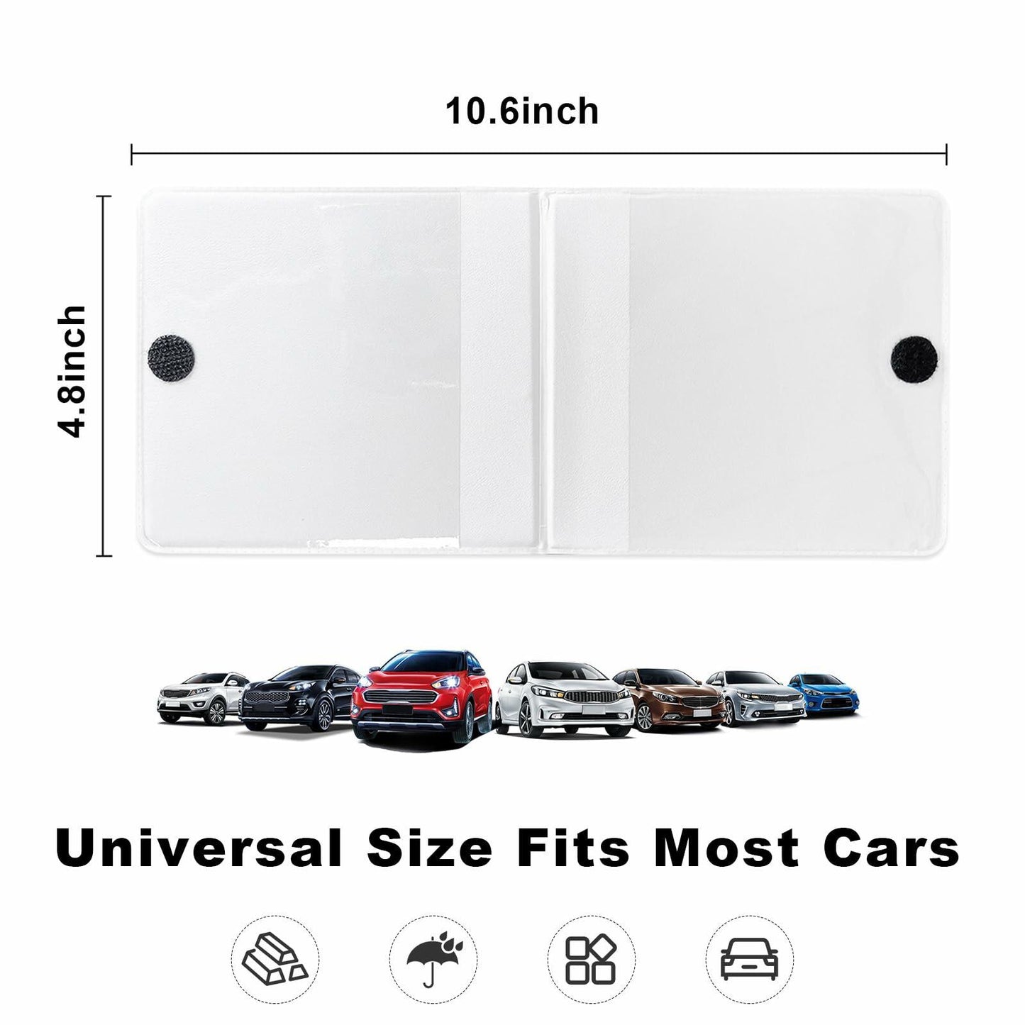 Yourkar 4PCS Car Registration Insurance Holder Organizer Magic Tape White Big