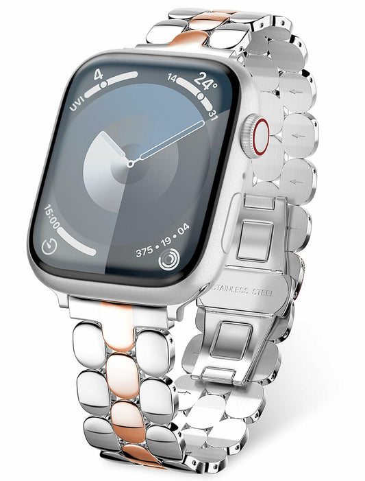 TISIMO Stainless Steel Apple Watch Band Silver Rose Gold Size 38-45mm