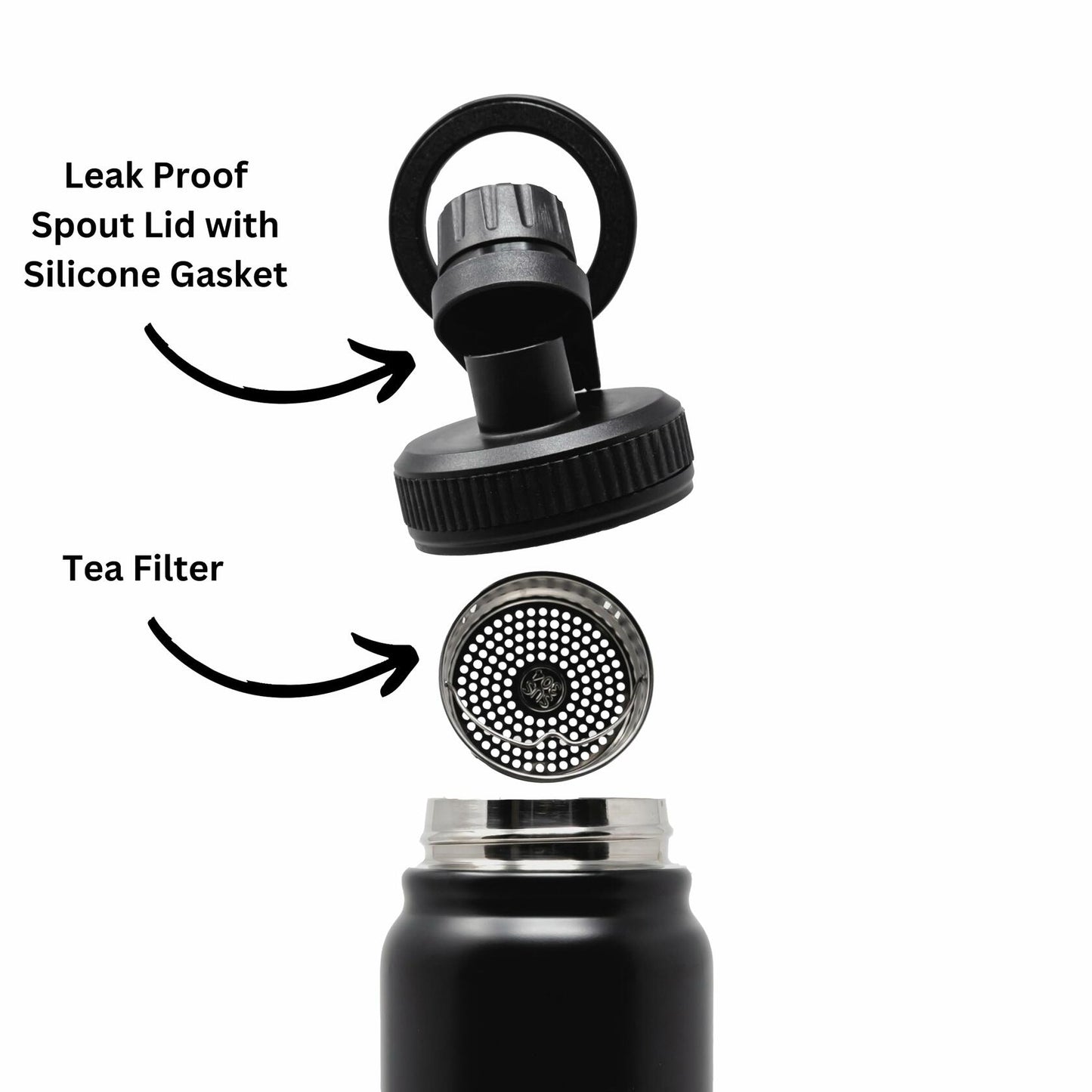 BOLANI MagSafe Water Bottle Stainless Steel 24oz White Insulated Leak Proof