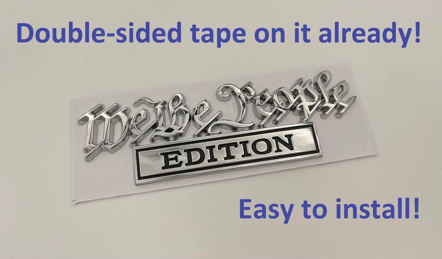 We The People 3D Fender Badge Decals Black/Red for Car Truck SUV 2 Pack