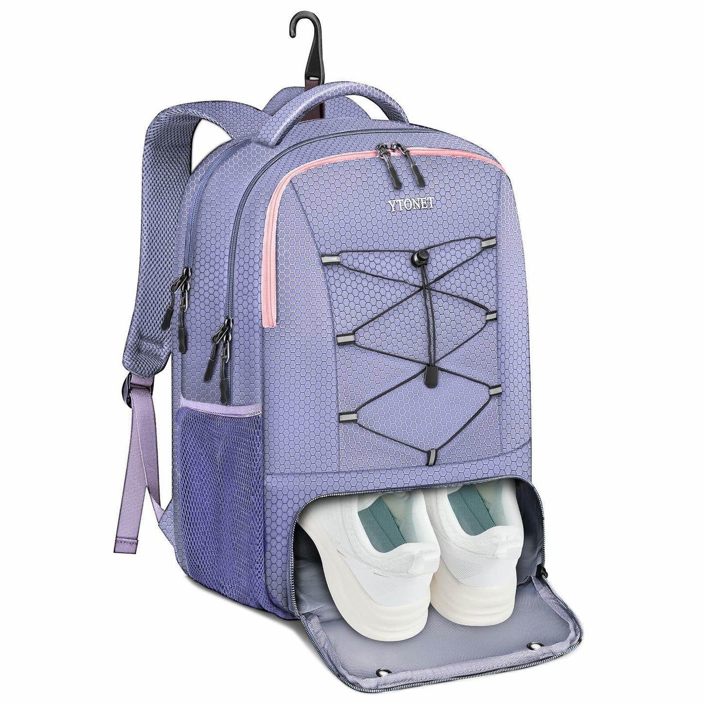 Ytonet Gym Backpack Large Water Resistant 15.6" Laptop Shoe Compartment Purple L