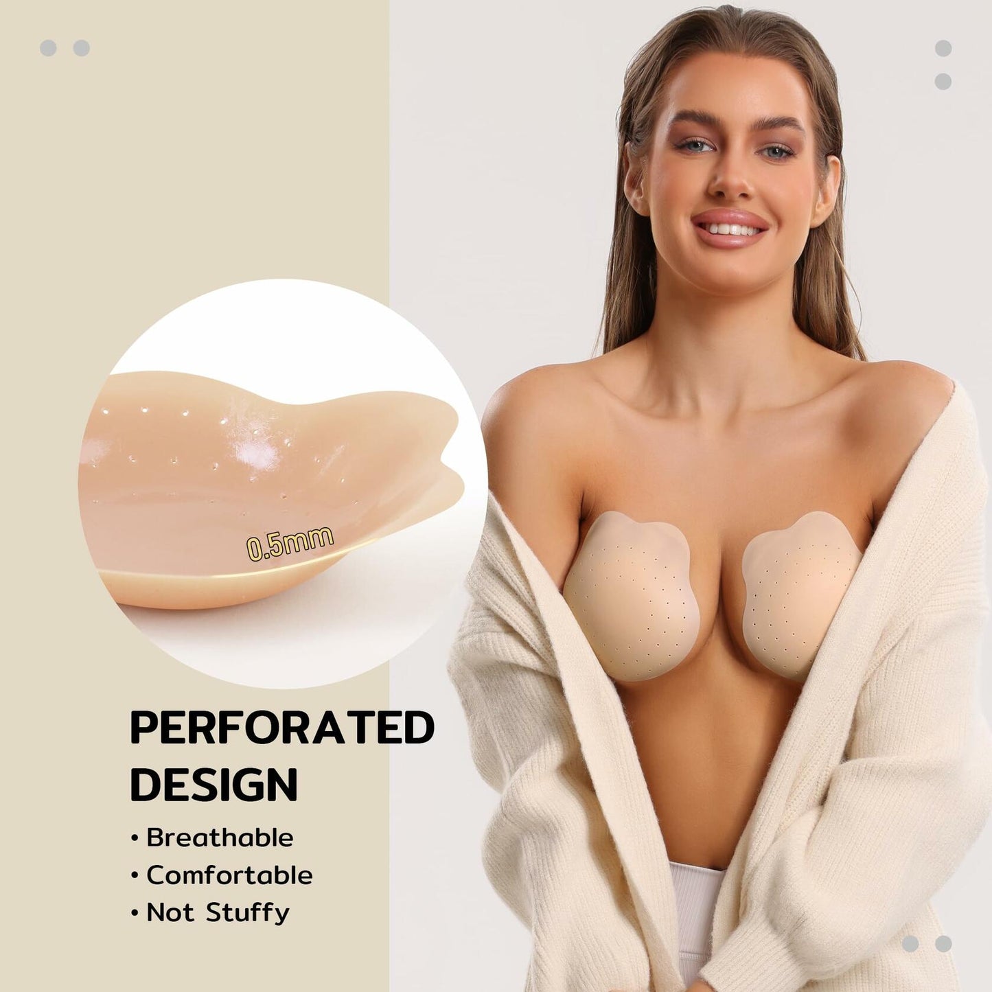 Niidor Rabbit Silicone Nipple Covers Lift Breathable 04 Cappuccino Size 11cm