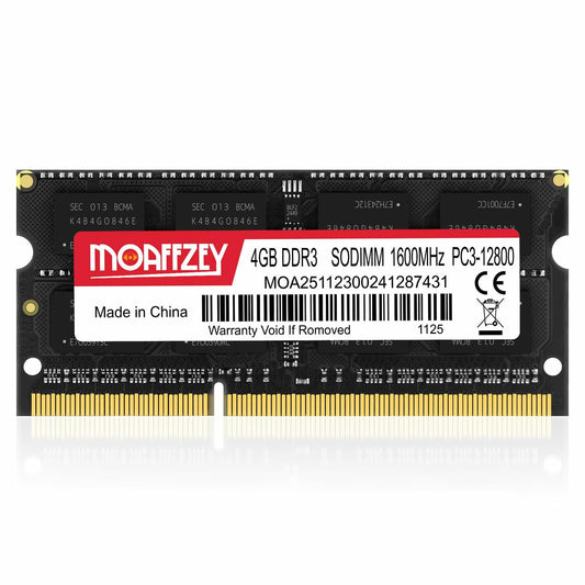 Moaffzey 8GB DDR3L 1600MHz PC3-12800 204-Pin SODIMM Laptop RAM Black