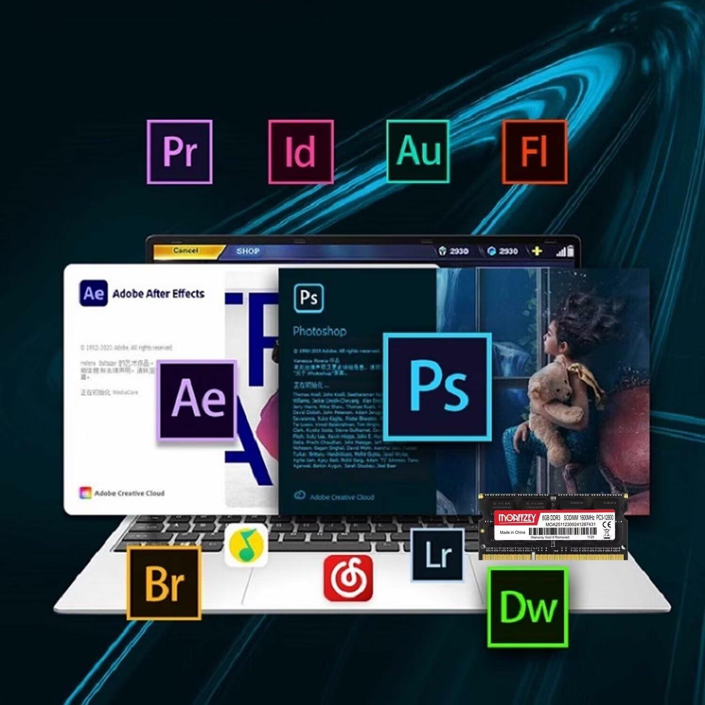 Moaffzey 8GB DDR3L 1600MHz PC3-12800 204-Pin SODIMM Laptop RAM Black