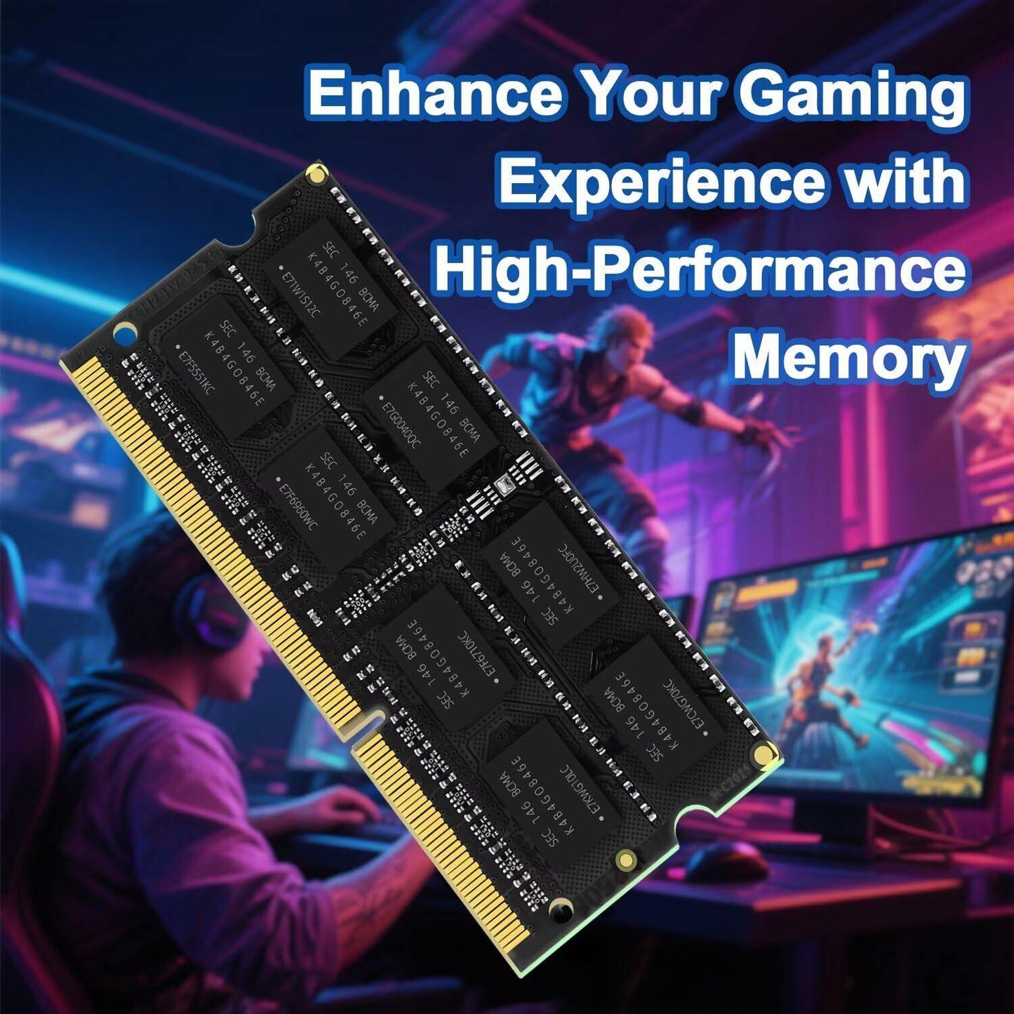 Moaffzey 8GB DDR3L 1600MHz PC3-12800 204-Pin SODIMM Laptop RAM Black