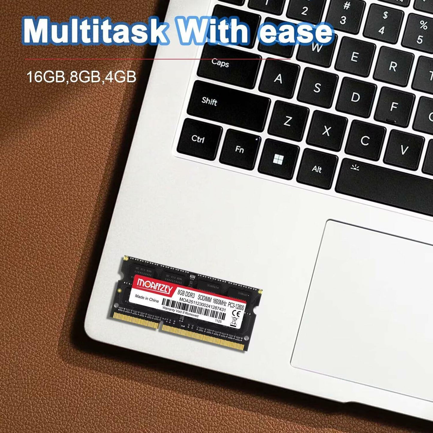 Moaffzey 8GB DDR3L 1600MHz PC3-12800 204-Pin SODIMM Laptop RAM Black