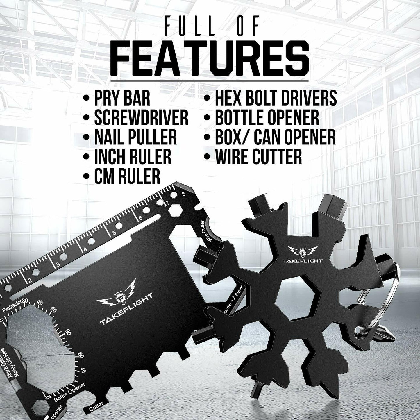 TF TAKEFLIGHT Tactical EDC Credit Card Multitool Set Black Screwdriver