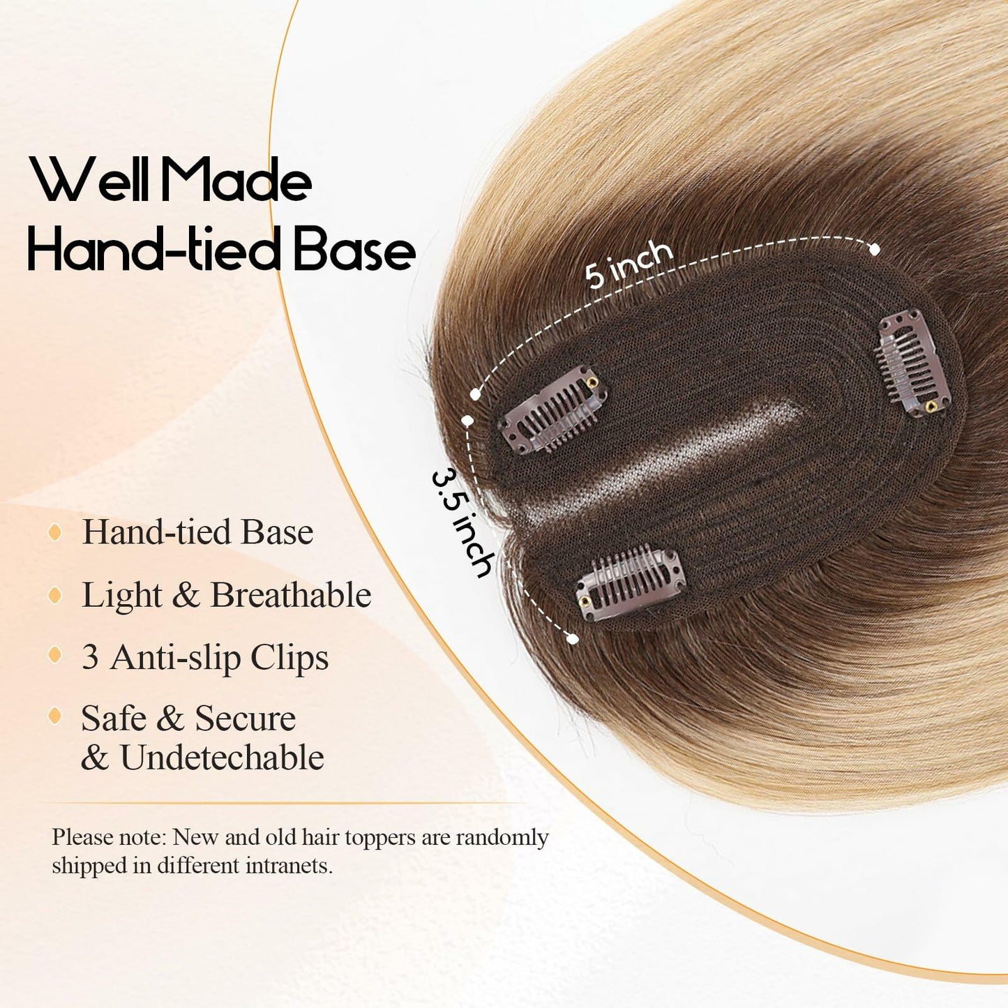 EMMOR 14in Synthetic Hair Topper with 3 Clips 5x3.5 Base Ombre Light Blonde