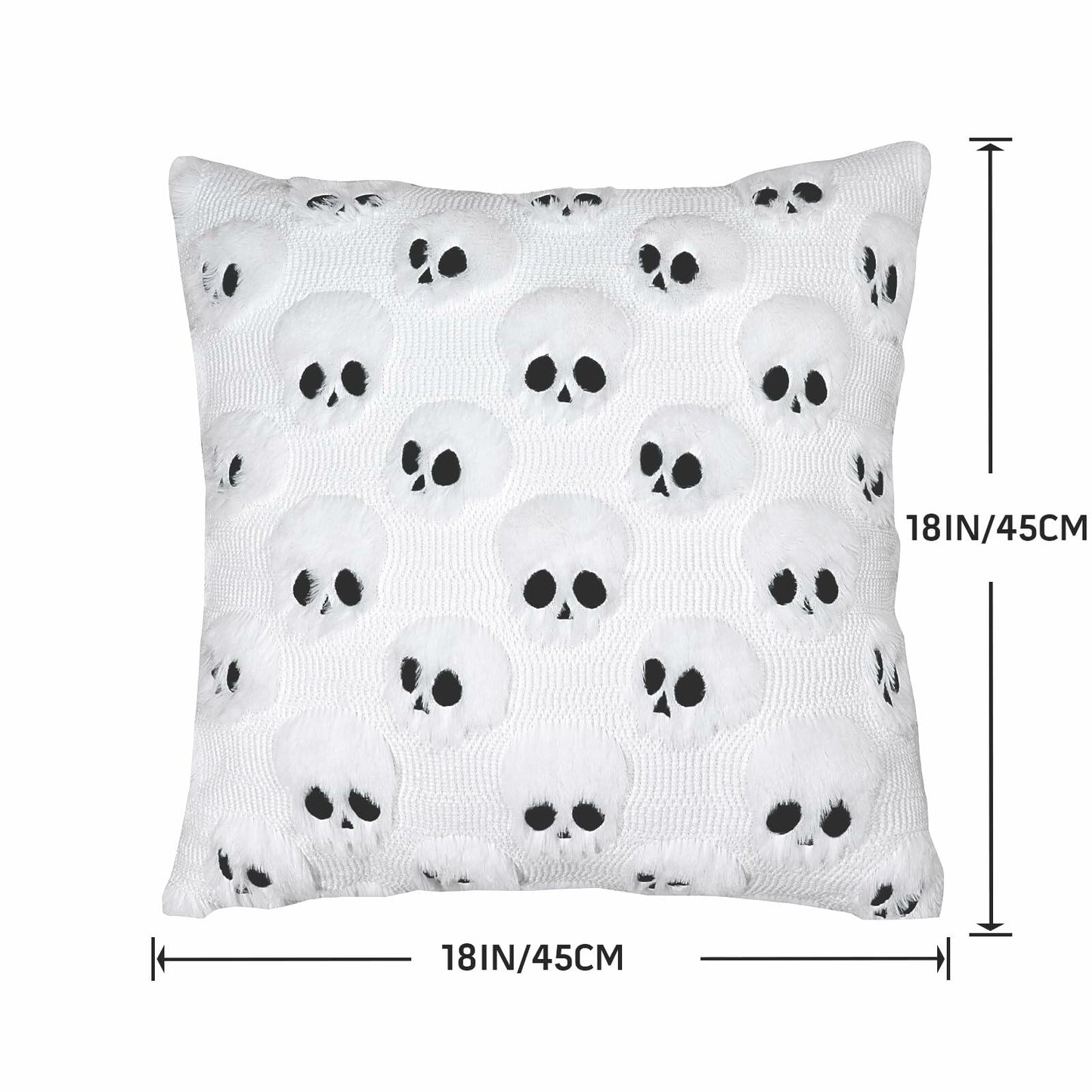 Yuubin Skull Halloween Throw Pillow Covers 18x18in Set of 2 Black Faux Fur