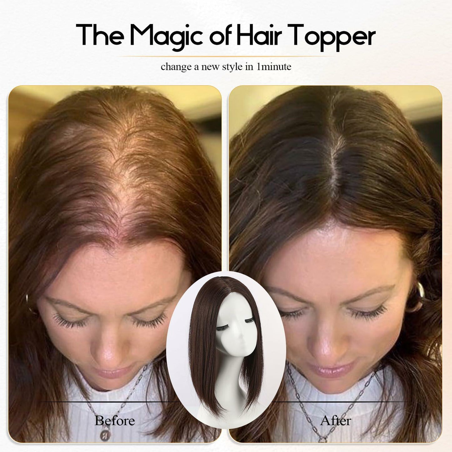 EMMOR 14in Synthetic Hair Topper with 3 Clips 5x3.5 Base Ombre Light Blonde