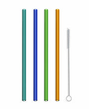 Hummingbird Glass Straws Havana Heat Straight 4 Pack 9" Multicolor