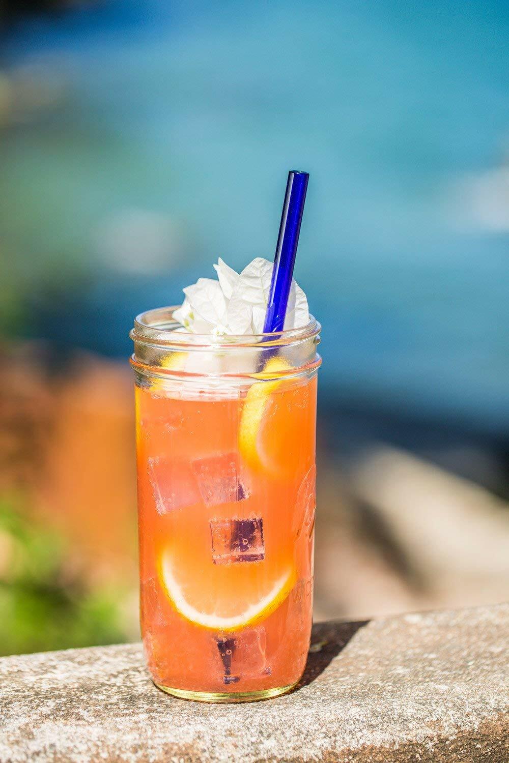 Hummingbird Glass Straws Havana Heat Straight 4 Pack 9" Multicolor