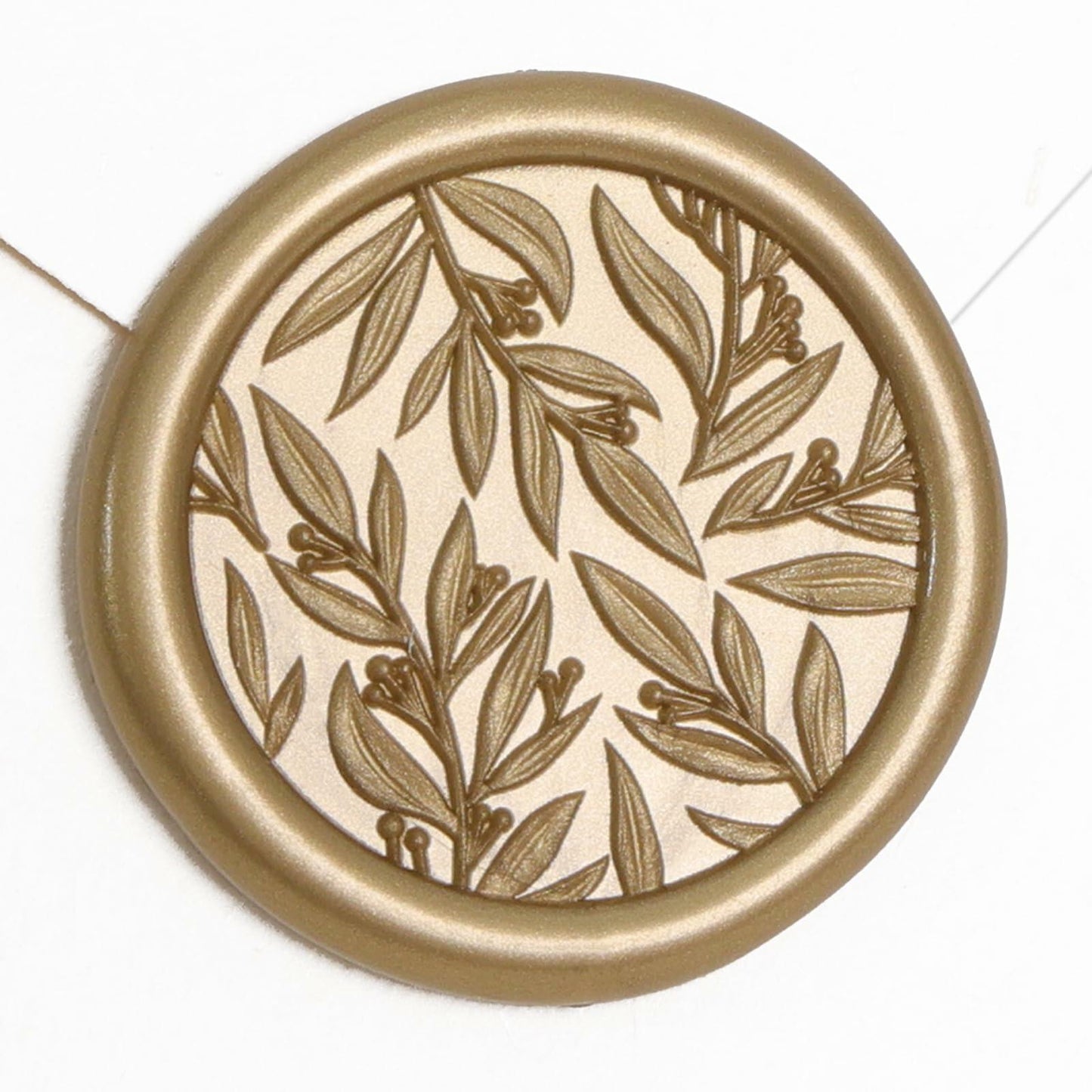 UNIQOOO 3D Leaf Wax Seal Stickers Prosecco Metallic Light Gold 50 Pcs