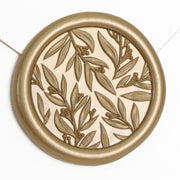 UNIQOOO 3D Leaf Wax Seal Stickers Prosecco Metallic Light Gold 50 Pcs