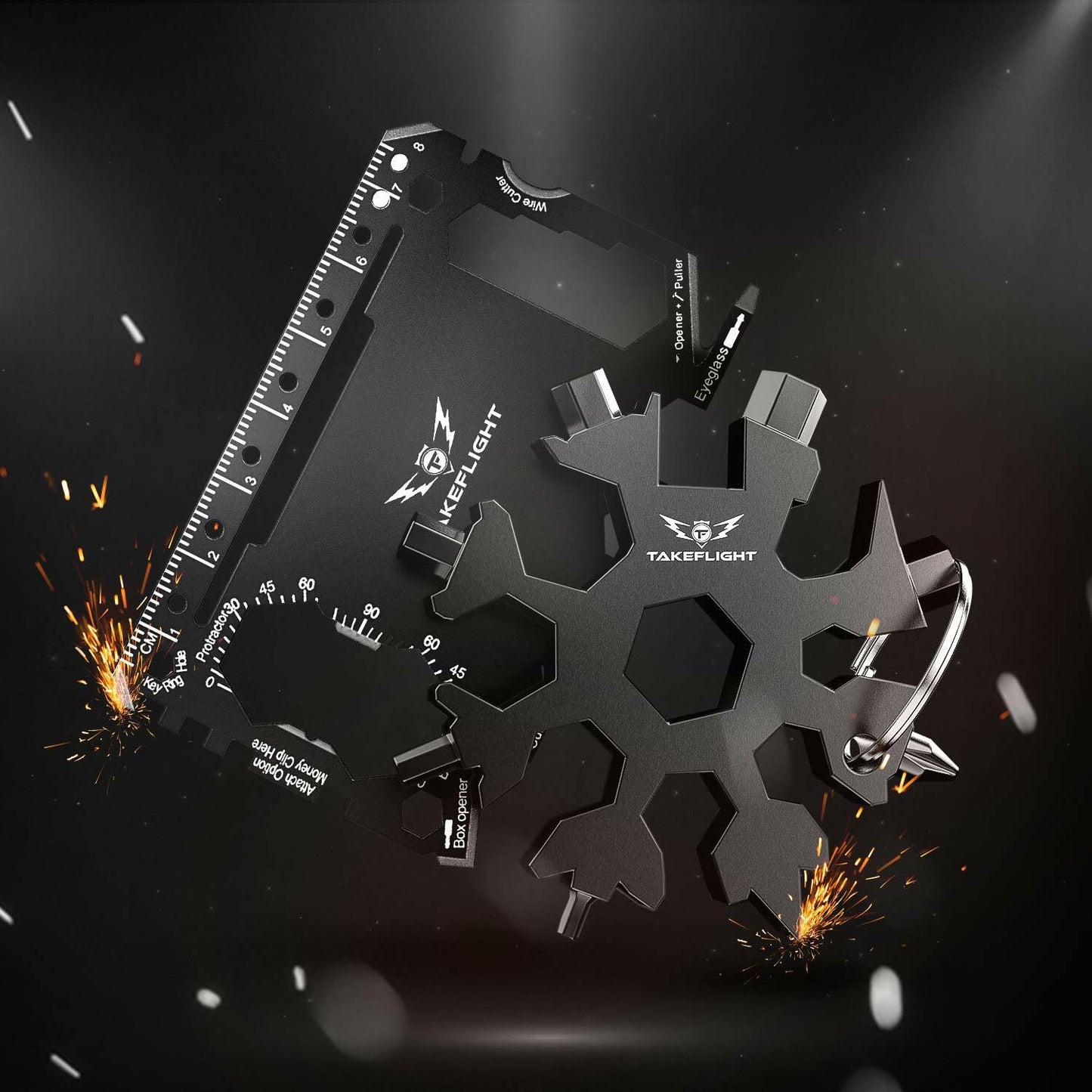 TF TAKEFLIGHT Tactical EDC Credit Card Multitool Set Black Screwdriver