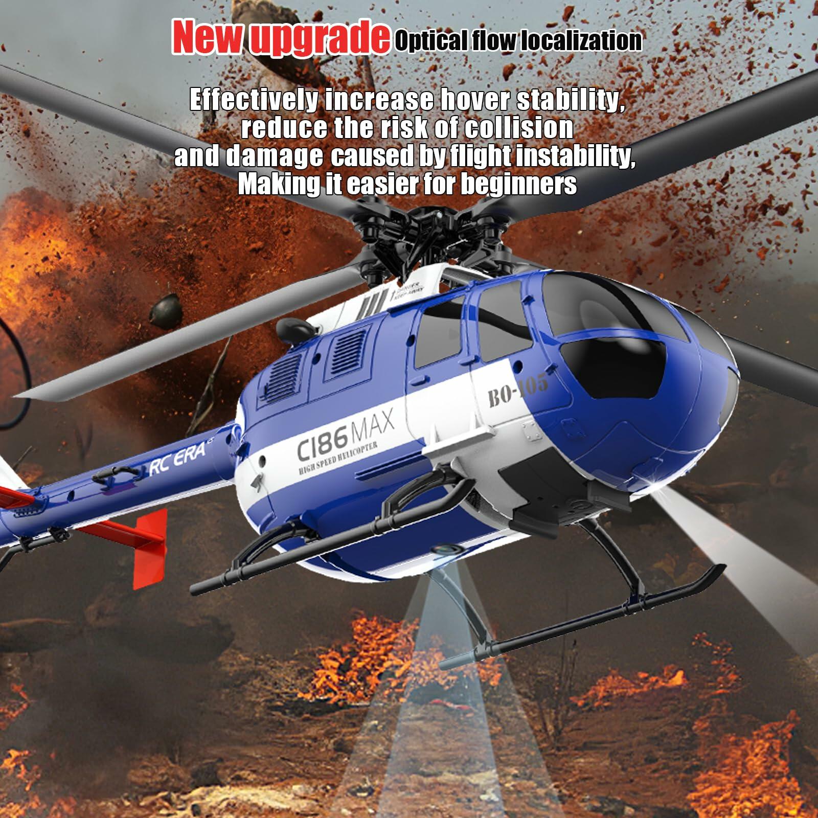Hylukon 1:48 Scale Bo105 RC Helicopter Blue 2.4G 4CH Optical Flow