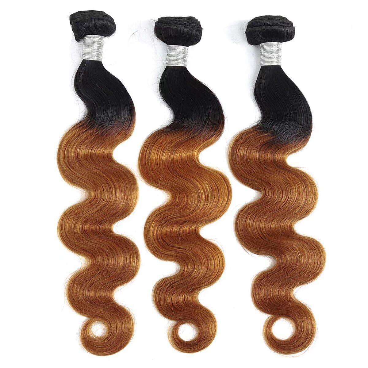 IMAYLI Body Wave 10A 4 Bundles 100% Unprocessed Ombre Brazilian Hair T1B/30