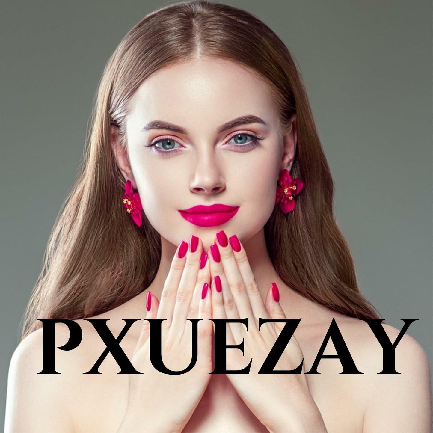 Brown Press On Nails Short Square Glitter Nude Brown Full Cover 24 Pcs