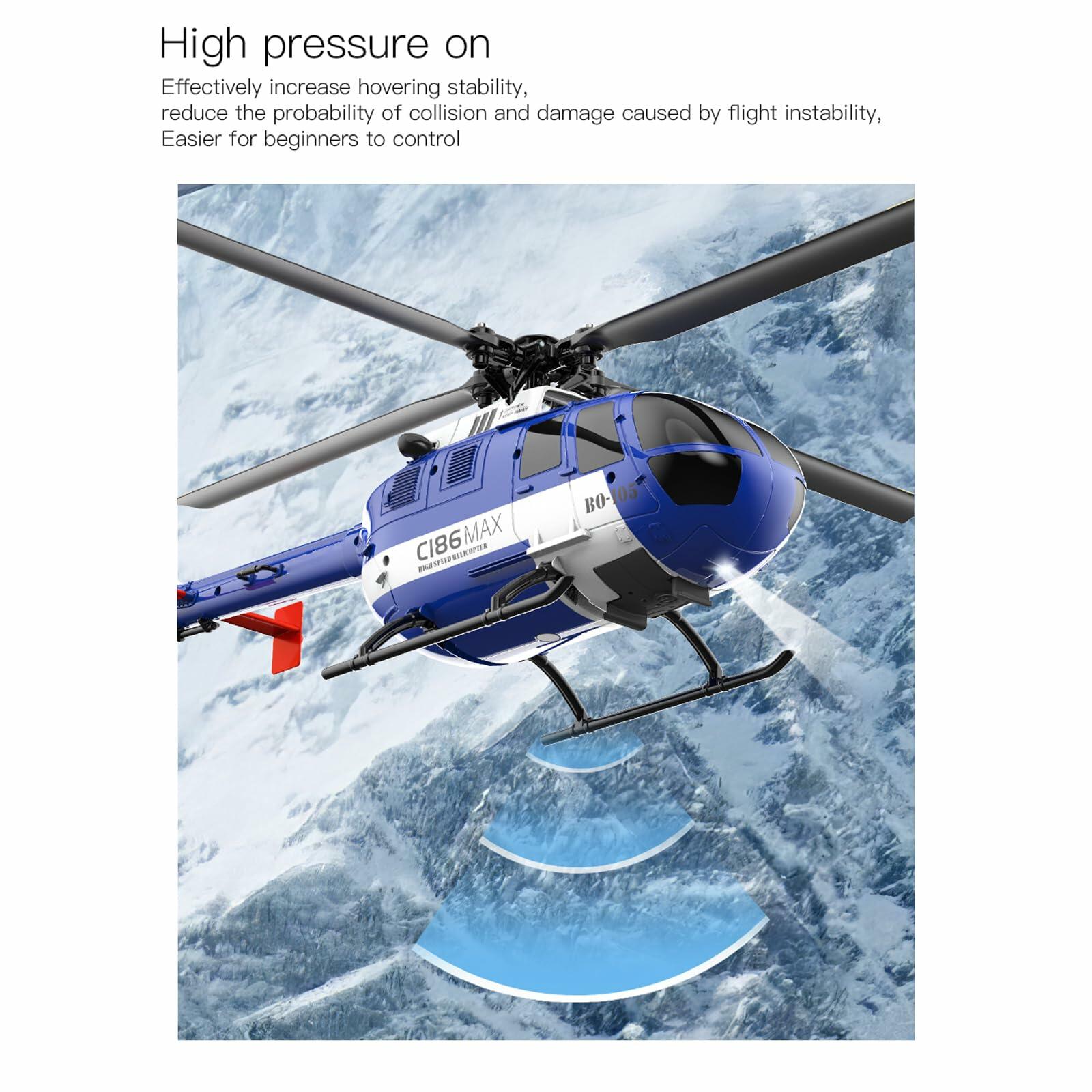 Hylukon 1:48 Scale Bo105 RC Helicopter Blue 2.4G 4CH Optical Flow