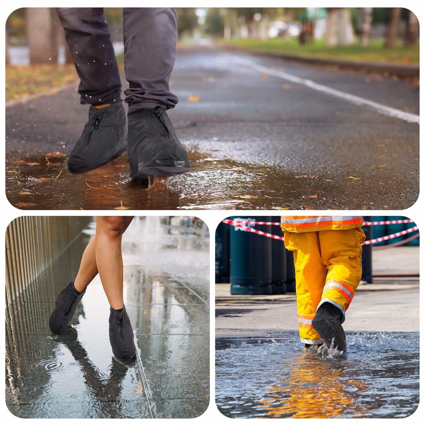 WFARH Waterproof Silicone Shoe Covers with Zipper Black Size X-Large