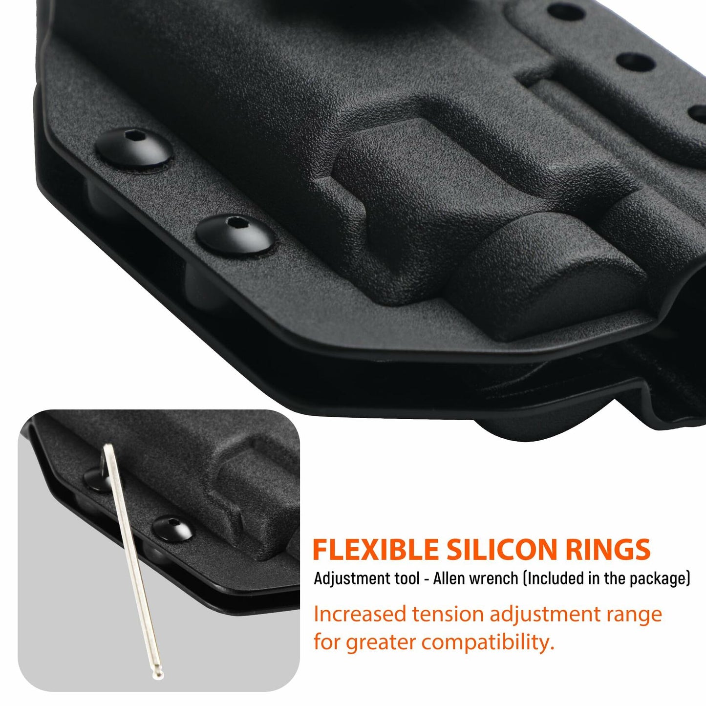 ANOLE IWB Kydex Holster Glock 19 Gen5 Streamlight TLR-8 Right Hand Black