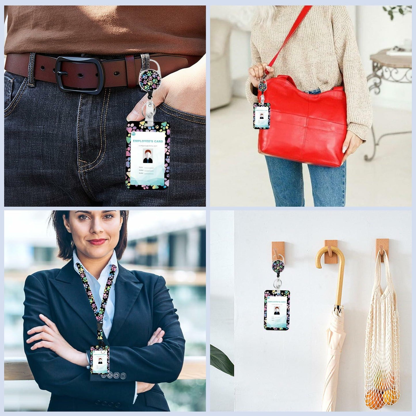 ACLEGTWEI Dog Paw Retractable ID Badge Holder with Lanyard Breakaway Clip 2 Pack