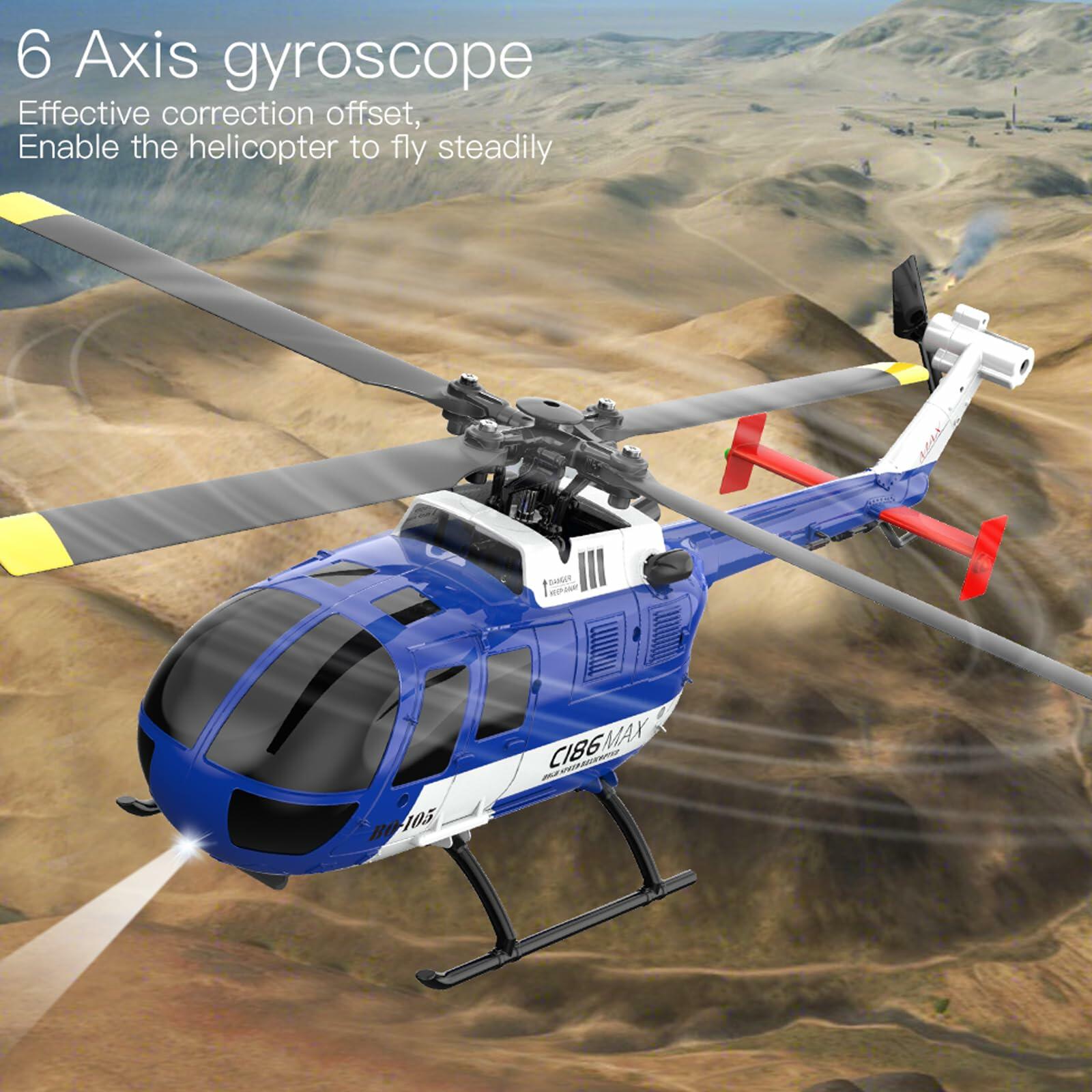 Hylukon 1:48 Scale Bo105 RC Helicopter Blue 2.4G 4CH Optical Flow