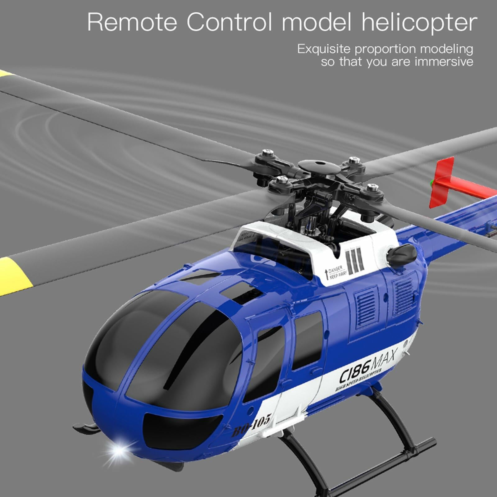 Hylukon 1:48 Scale Bo105 RC Helicopter Blue 2.4G 4CH Optical Flow