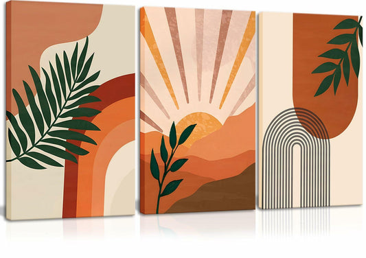 FEOWE 3Pcs Floral Botanical Canvas Wall Art Multicolor 12x16in Set