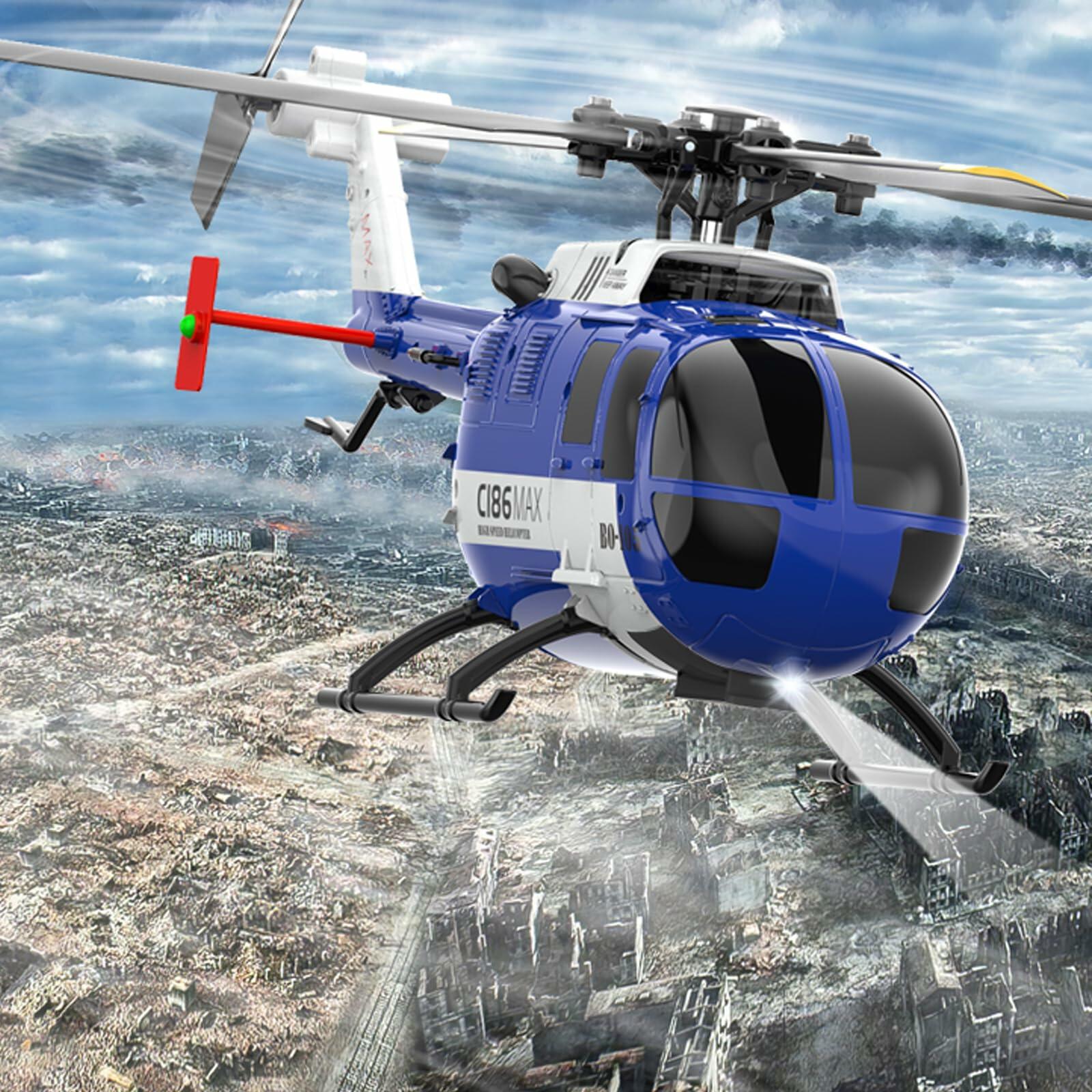 Hylukon 1:48 Scale Bo105 RC Helicopter Blue 2.4G 4CH Optical Flow