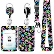 ACLEGTWEI Dog Paw Retractable ID Badge Holder with Lanyard Breakaway Clip 2 Pack