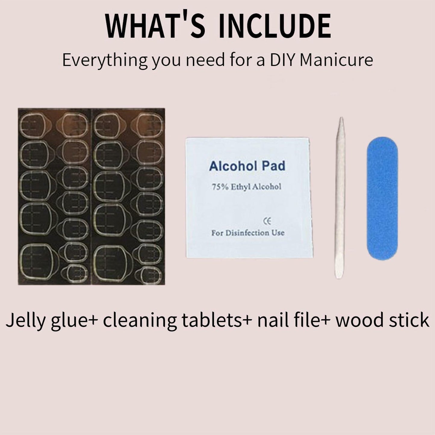 Brown Press On Nails Short Square Glitter Nude Brown Full Cover 24 Pcs