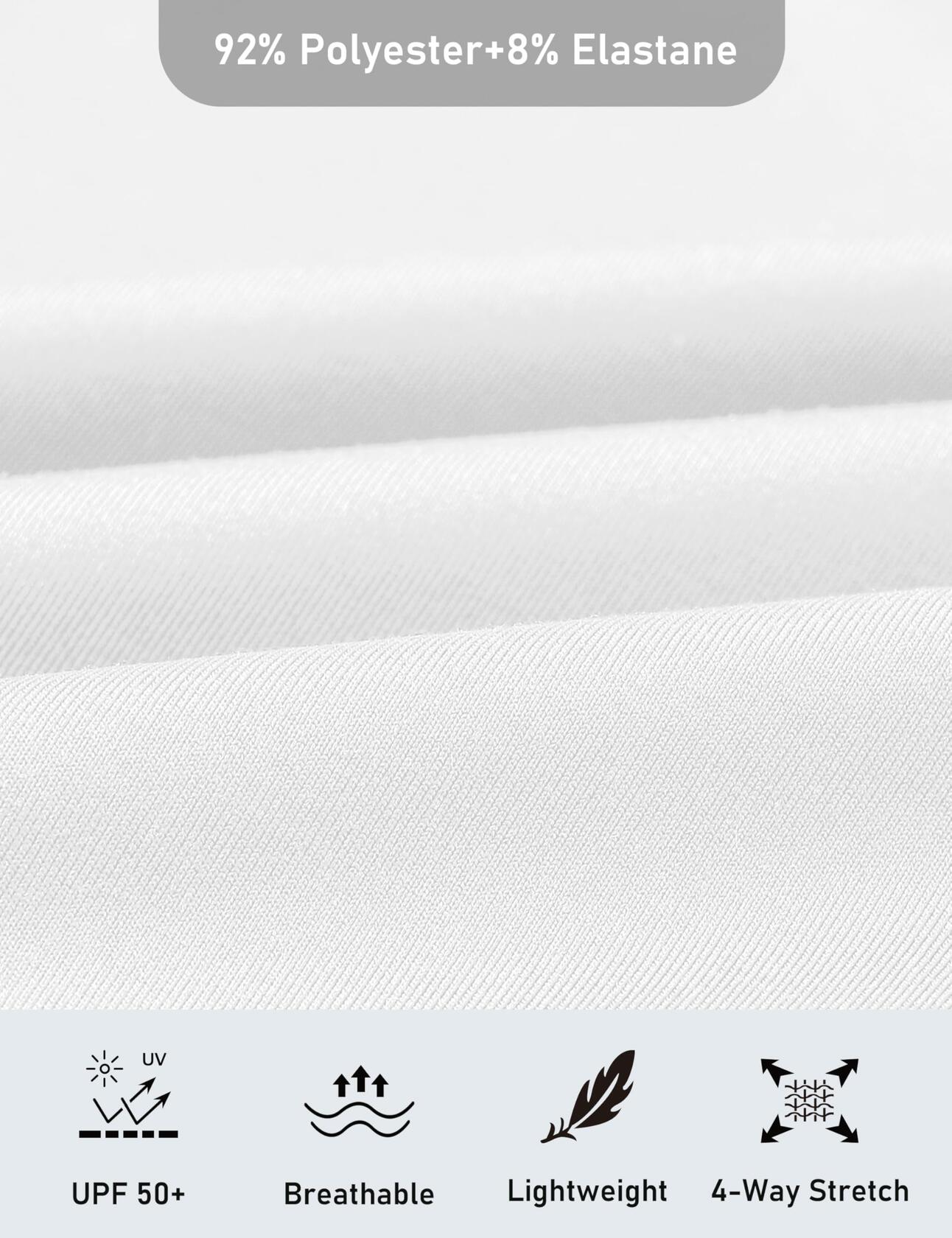 MoFiz Men's Long Sleeve Polo Shirt Quarter Zipper Quick Dry White Size S