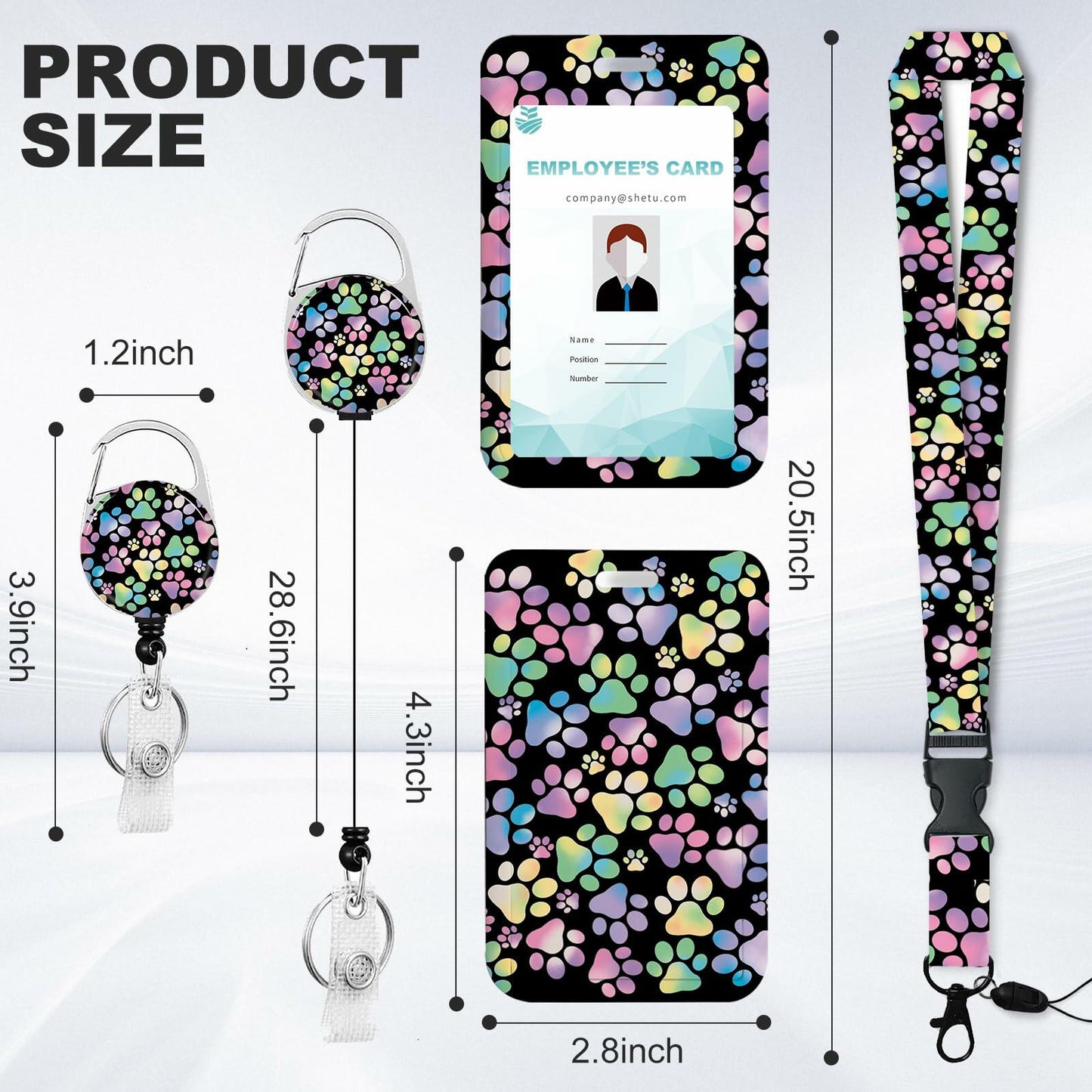 ACLEGTWEI Dog Paw Retractable ID Badge Holder with Lanyard Breakaway Clip 2 Pack