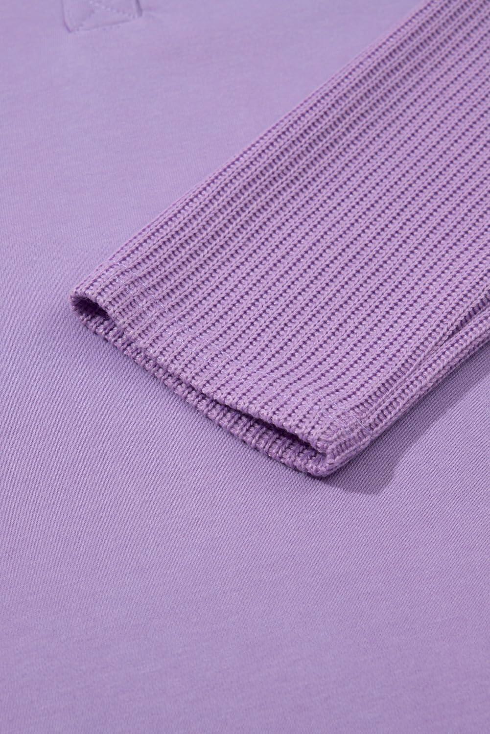 SHEWIN Women Oversized Button Up Sweatshirt Purple Size XL