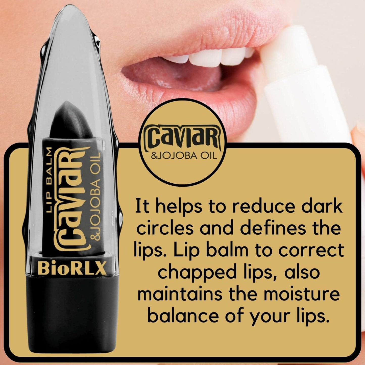 BioRLX Caviar & Jojoba Oil Lip Balm Color-Free 0.12oz Pack of 1
