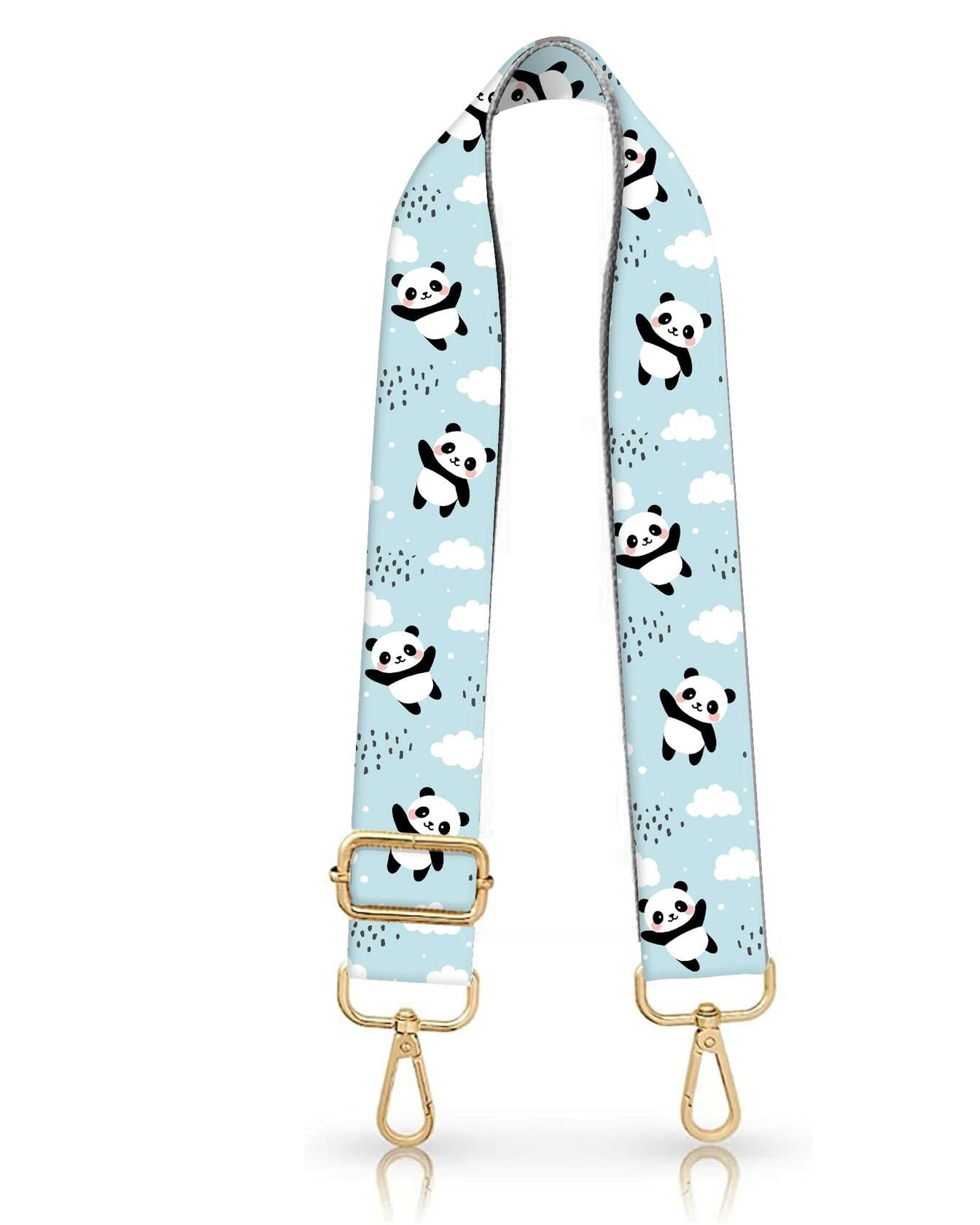 DANHRO Wide Adjustable Purse Crossbody Shoulder Strap Blue Pandas Rainbow Size L