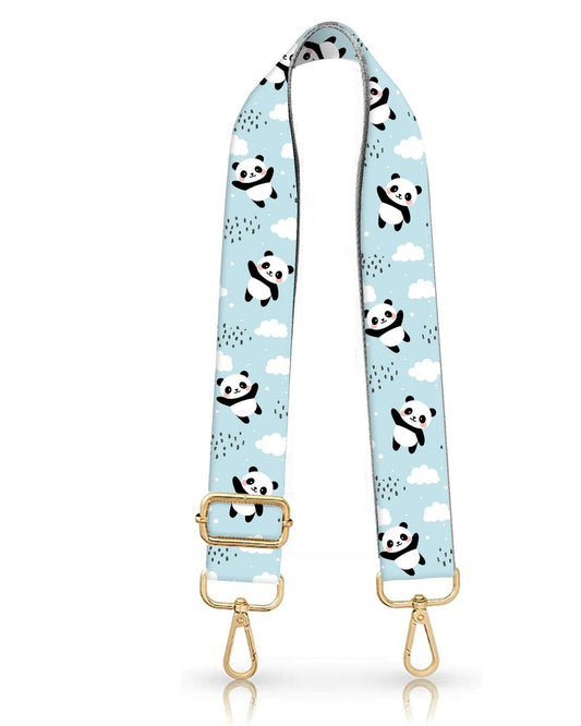 DANHRO Wide Adjustable Purse Crossbody Shoulder Strap Blue Pandas Rainbow Size L