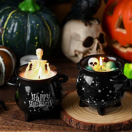Conelist Halloween Skeleton Skull Candle Set Gothic Vintage Soybean Wax 2 Pcs