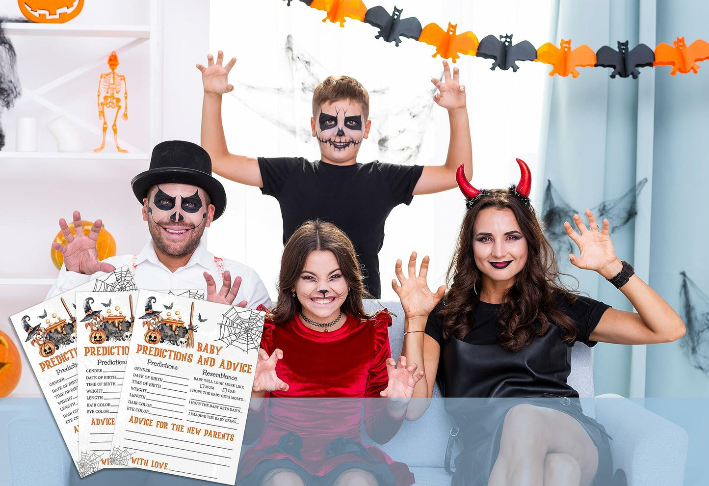 Tuyashua Halloween Baby Shower Prediction Advice Cards Set of 30 Orange Black