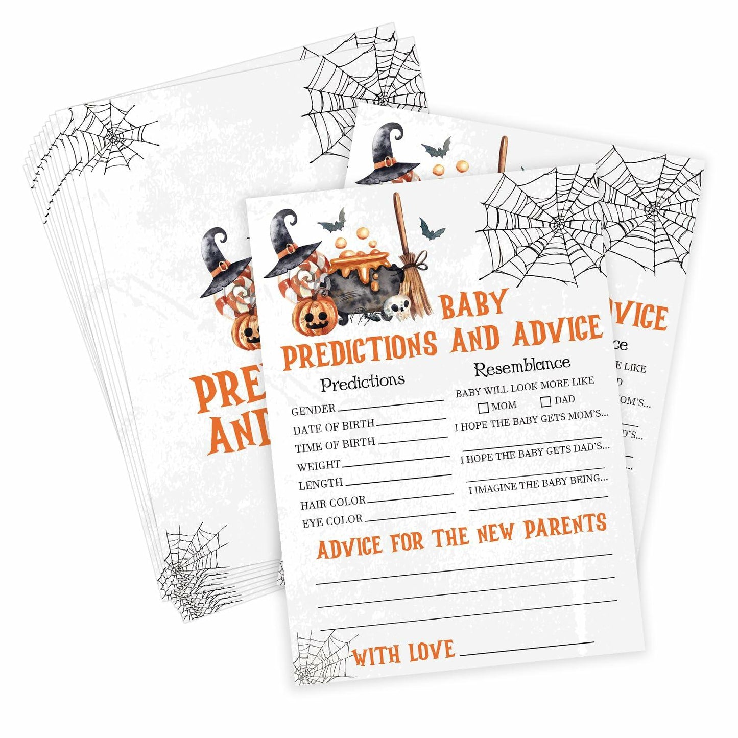Tuyashua Halloween Baby Shower Prediction Advice Cards Set of 30 Orange Black