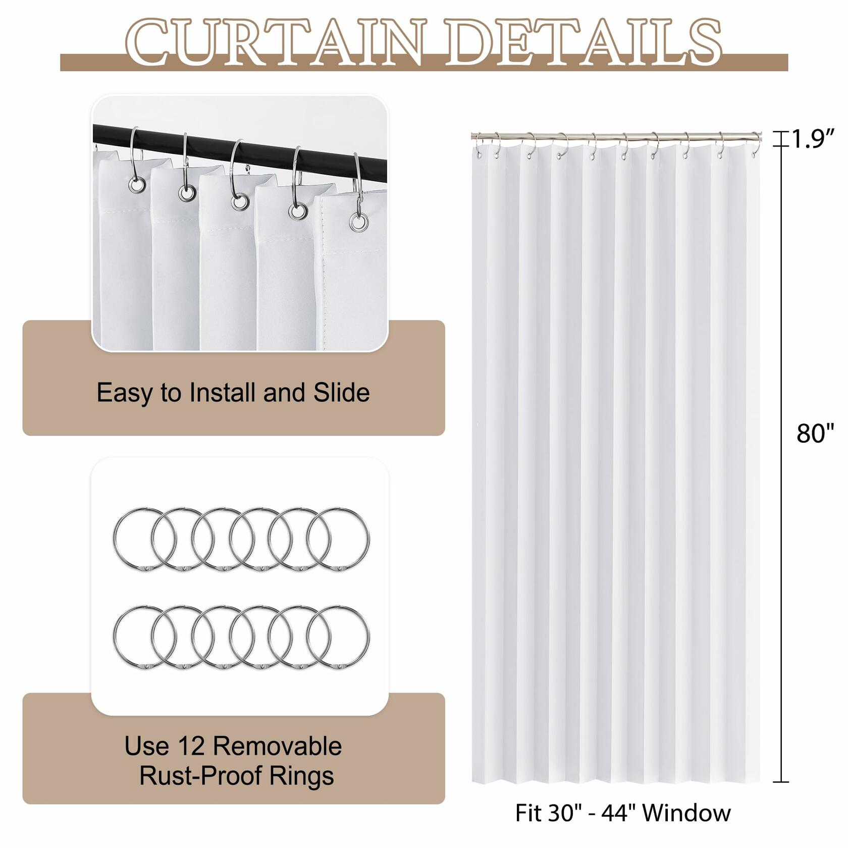 StangH Thermal Insulated Accordion Curtain W50xL80 Pure White 1 Panel
