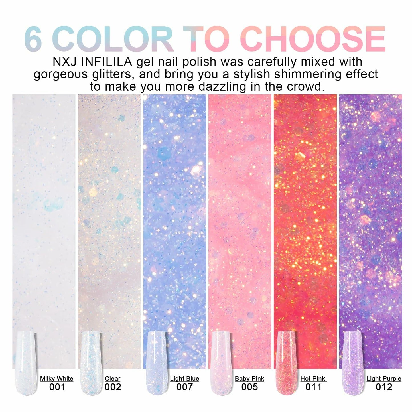 NXJ INFILILA Purple Glitter Poly Nail Gel Builder Glossy Thickening P12 15ML